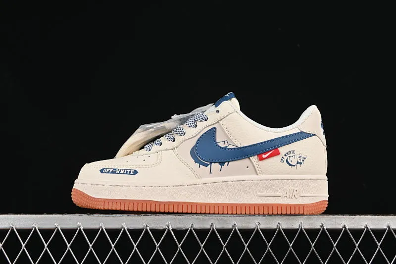 All categories Nk Air Force 1 Air Force series Nk Air Force 1 Low Air Force low-top Nike Air Force 1'07 Low joint love rice blue raw rubber Air Force 1 low-top casual sneakers QW5836-001